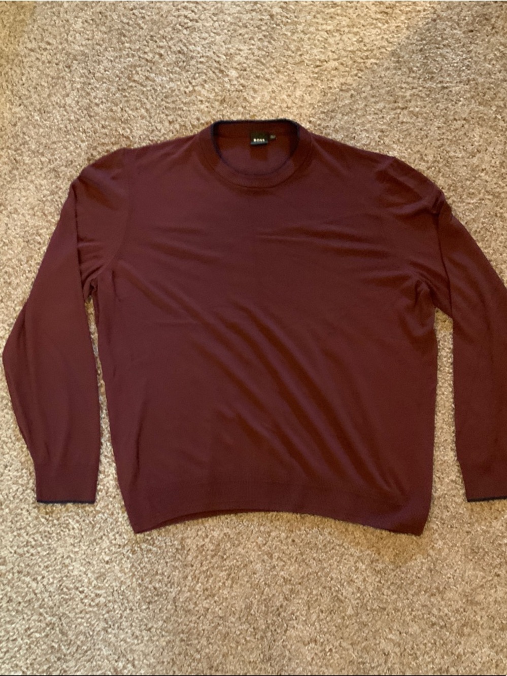 BOSS Men's Crewneck Sweater in Burgundy Wine